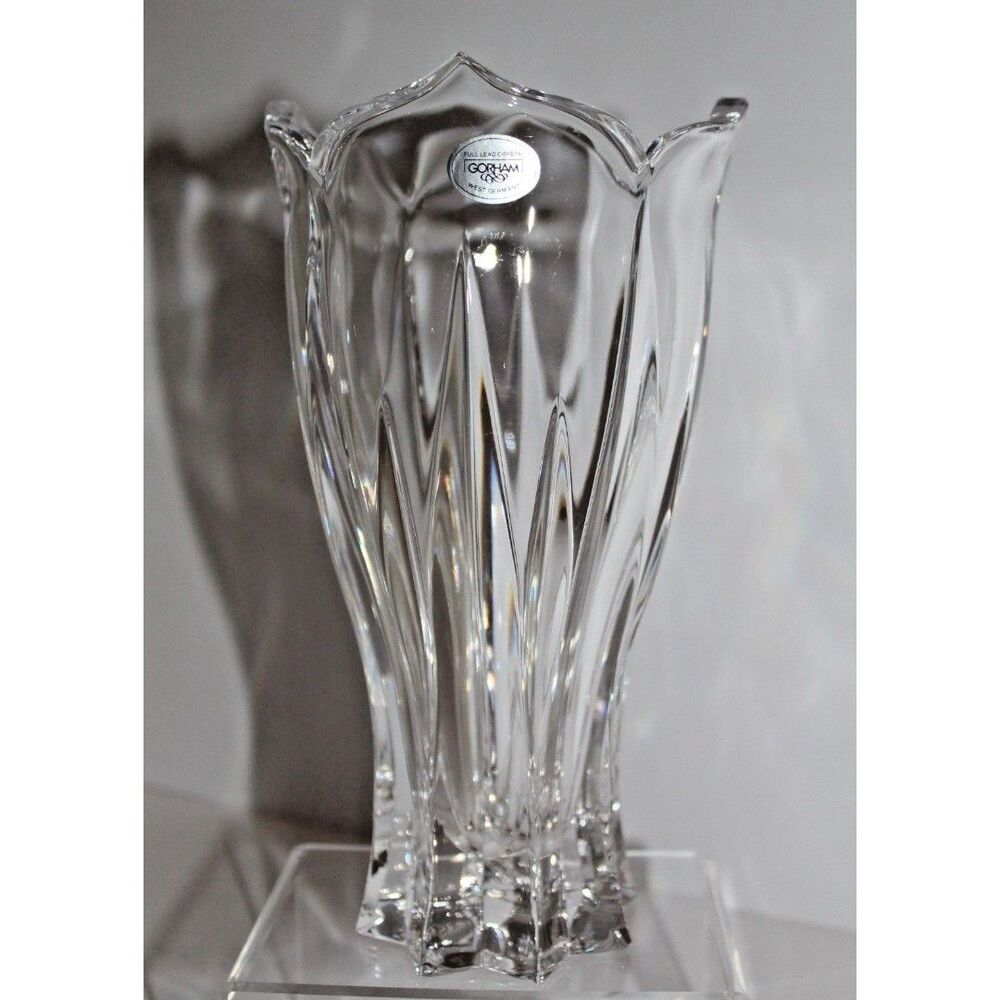Gorham Crystal Vase 7 3/4" Clear Cut Glass Flower Vase